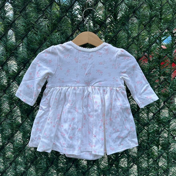 Little Me Pink Floral Long Sleeve Bodysuit Dress in White - Size 6 Months - Picture 10 of 16